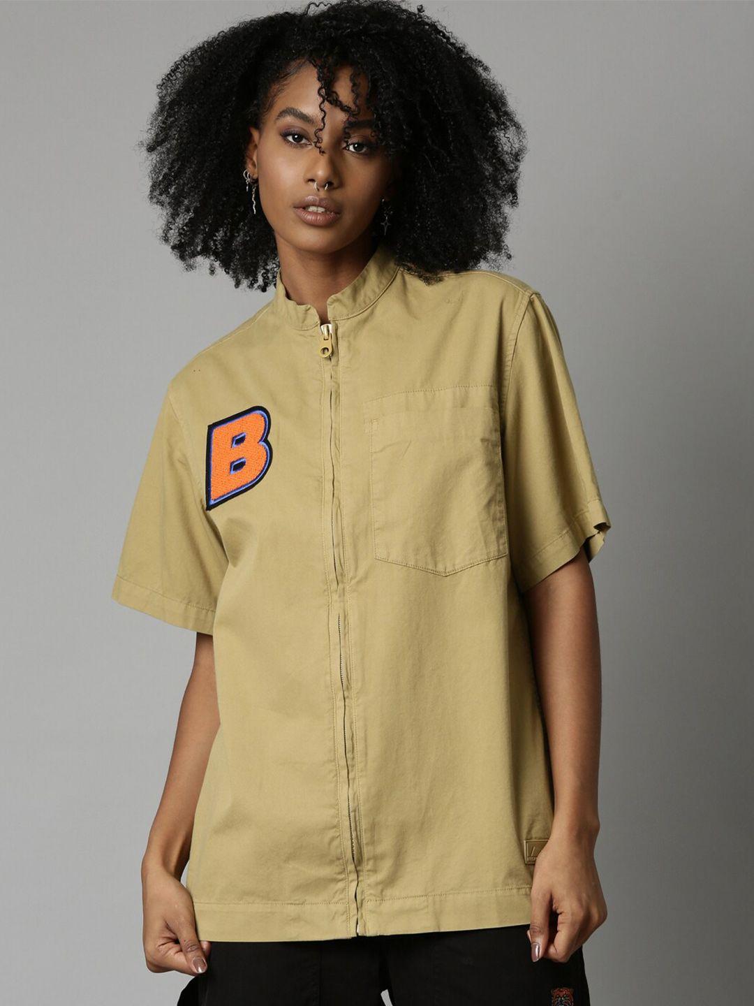 breakbounce classic graphic printed opaque cotton casual shirt