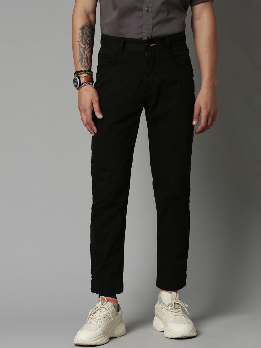 breakbounce men black comfort slim fit chinos trousers