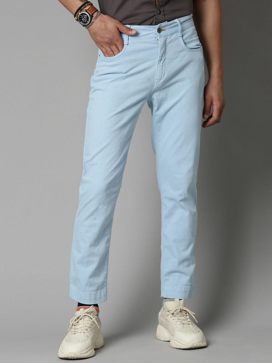 breakbounce men blue comfort slim fit chino trousers