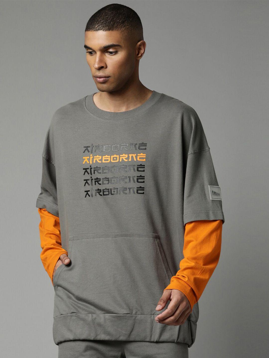 breakbounce men grey printed pure cotton sweatshirt
