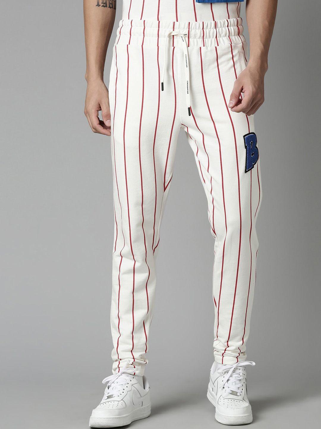 breakbounce men striped cotton track pants