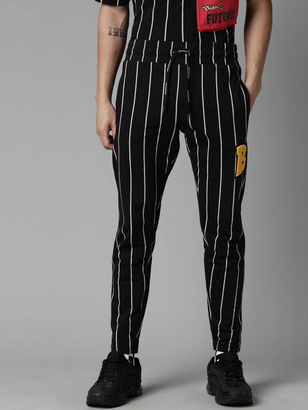 breakbounce men striped cotton track pants