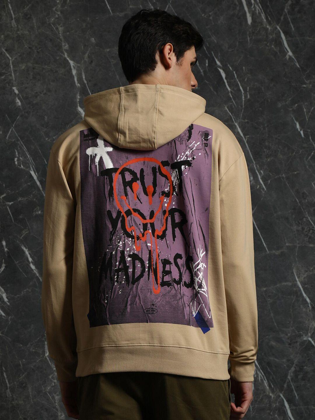 breakbounce trust your madness printed relaxed fit hooded cotton pullover