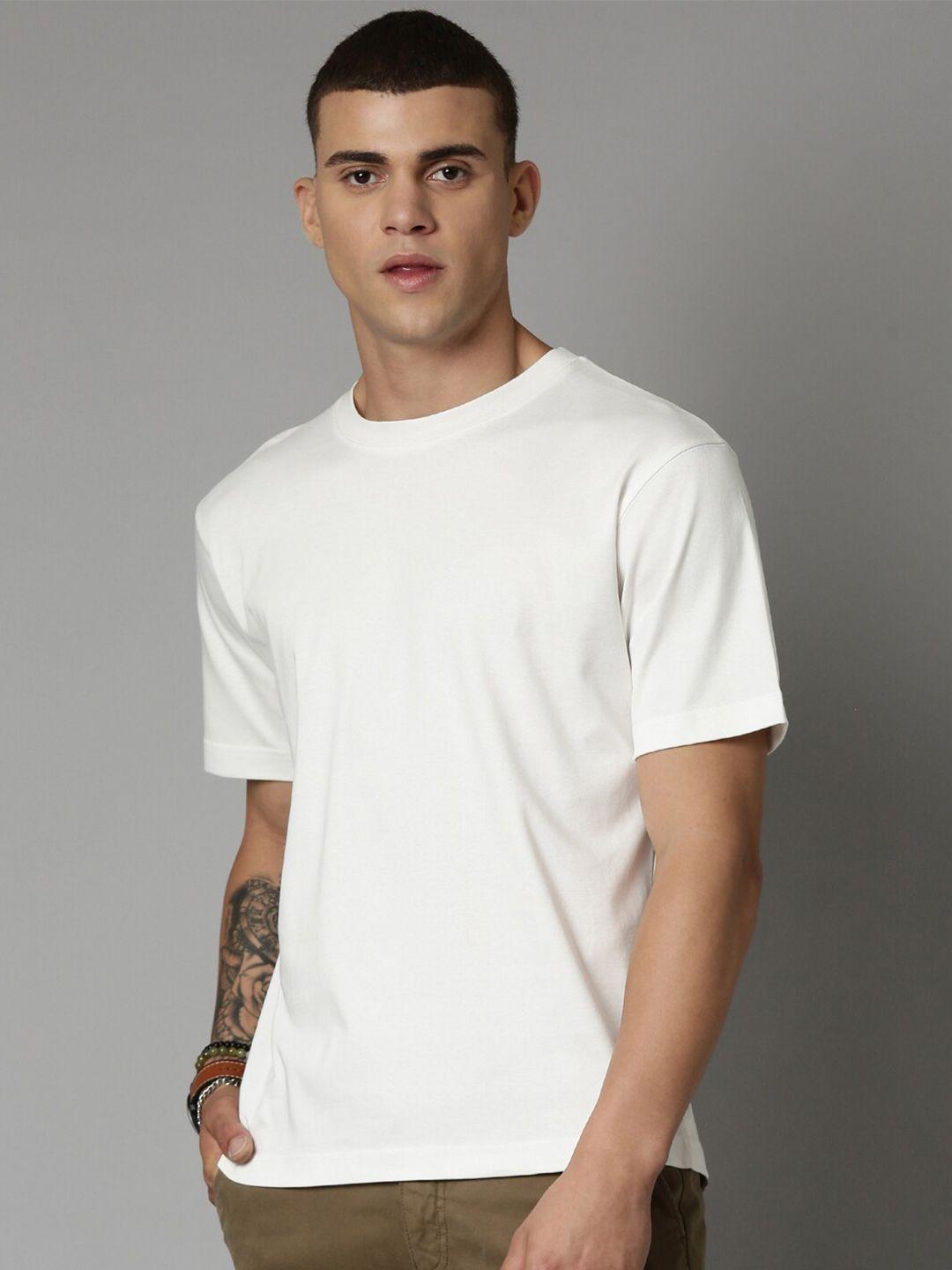 breakbounce white round neck cotton t-shirt