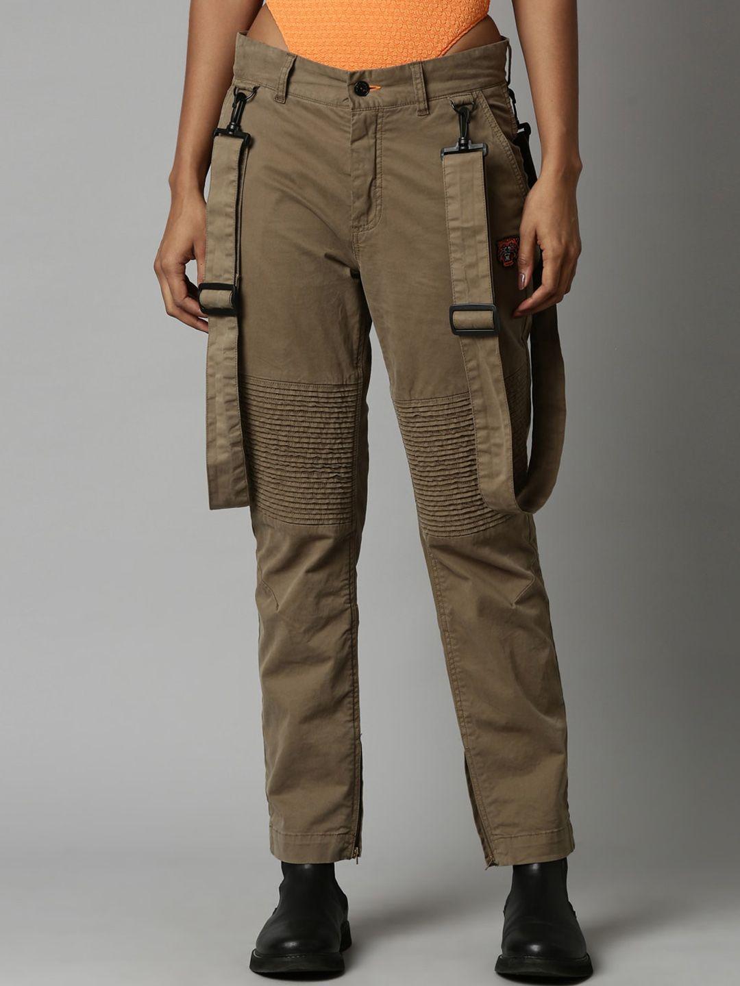 breakbounce women comfort slim fit cotton cargos trousers