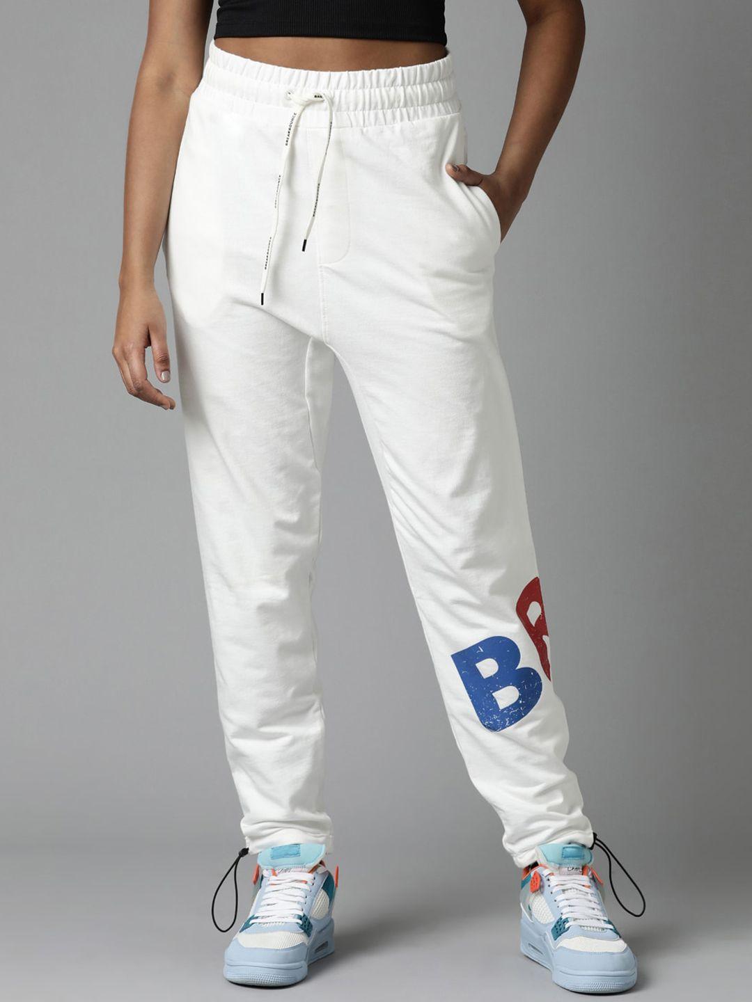 breakbounce women off white relaxed straight fit joggers trousers