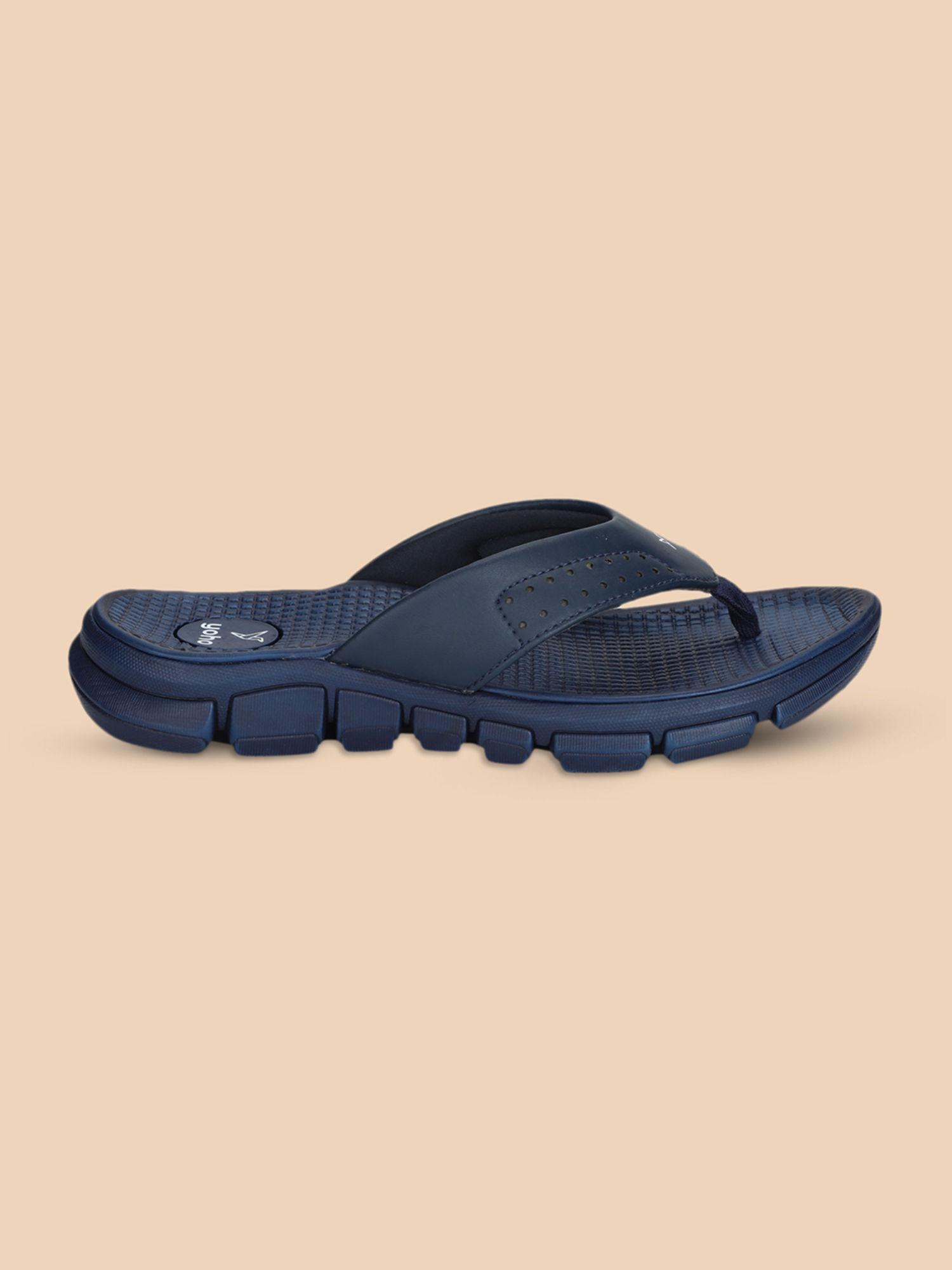 breeze men slippers with arch support & comfortable navy blue