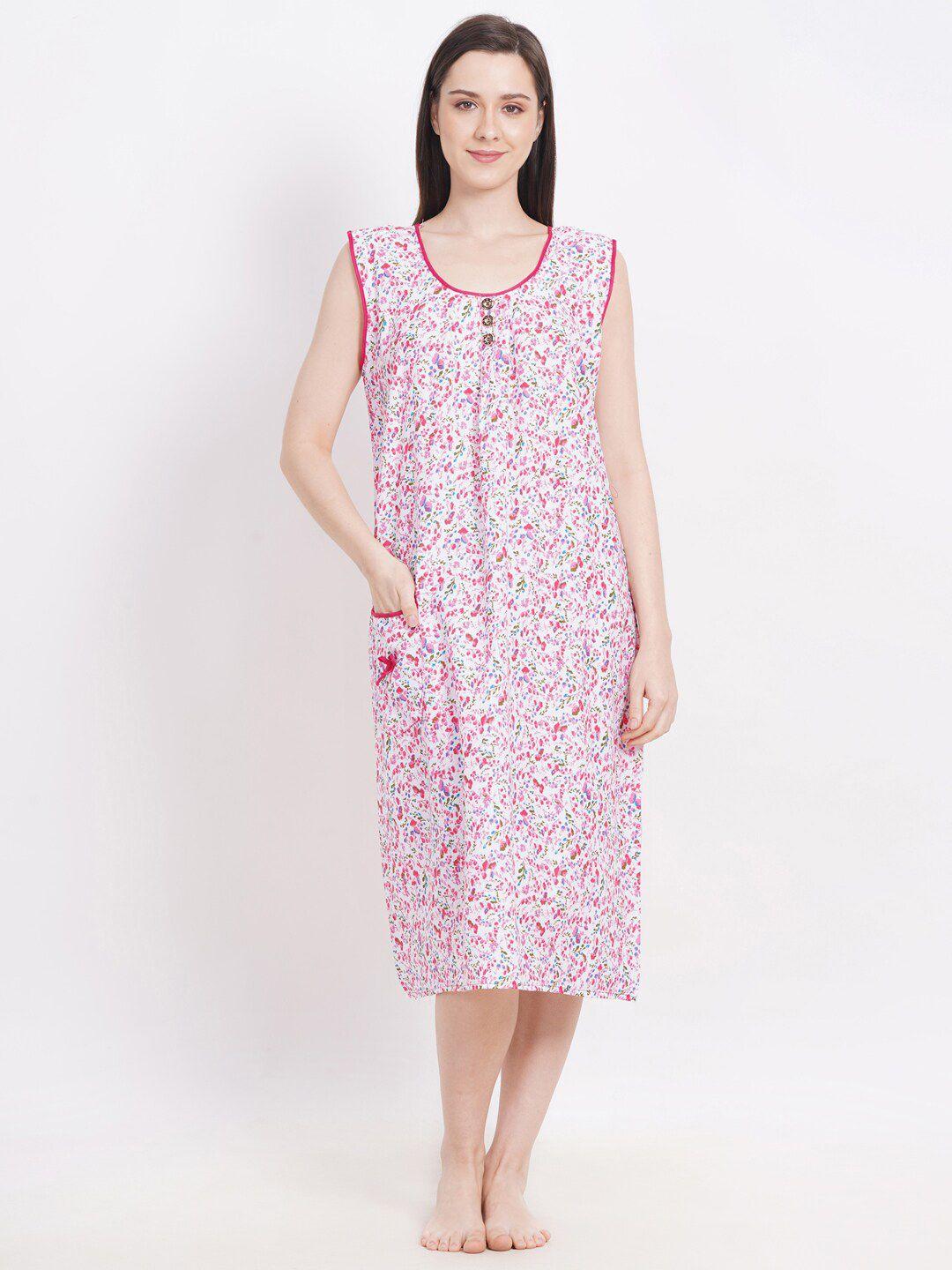 breezly floral printed pure cotton midi nightdress