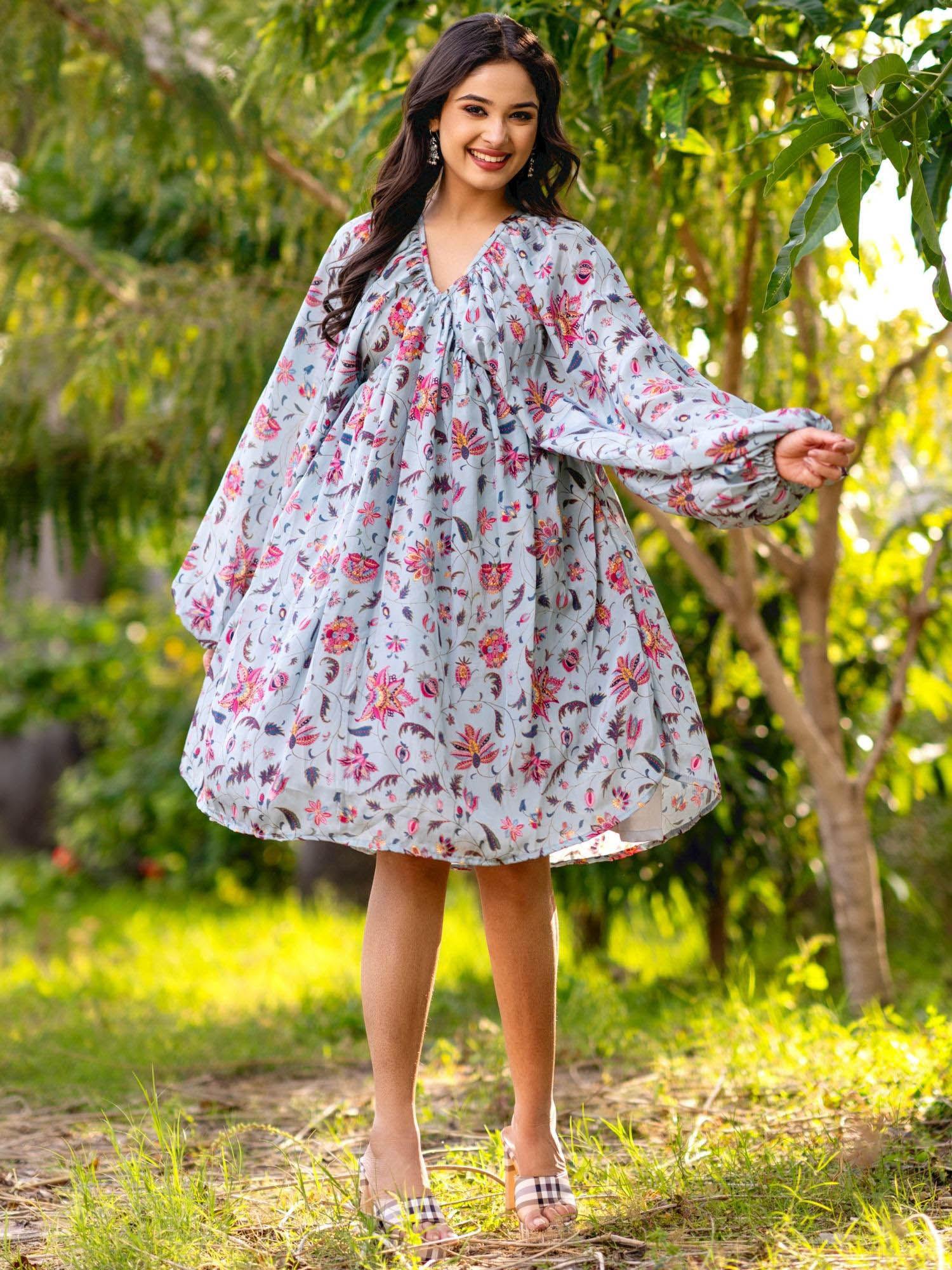 breezy bloom grey dress