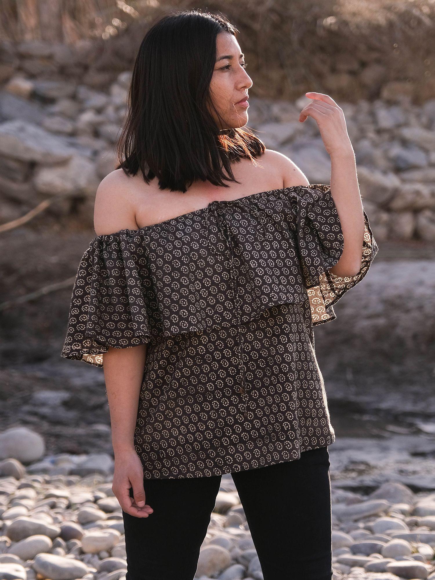 breezy hand block printed cotton top