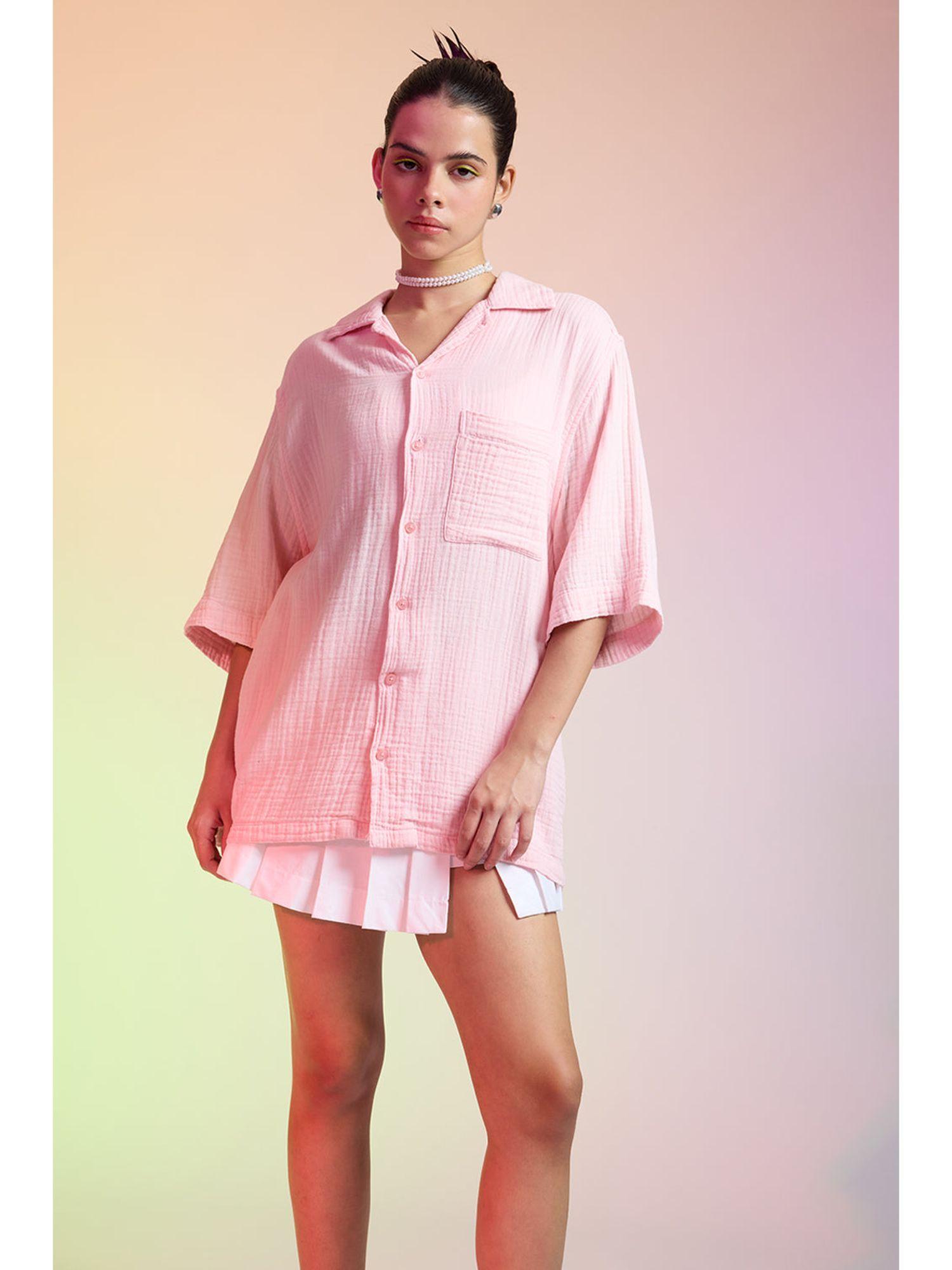 breezy relaxed light pink shirt