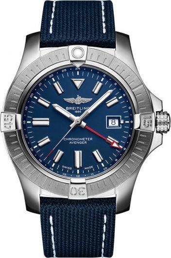 breitling avenger blue dial automatic watch with military strap for men - a32395101c1x2