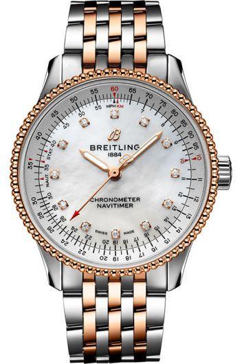 breitling navitimer mop dial automatic watch with steel & rose gold bracelet for women - u17395211a1u1