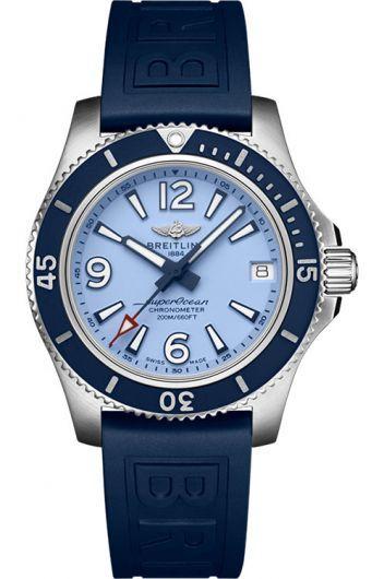 breitling superocean blue dial automatic watch with rubber strap for women - a17316d81c1s1