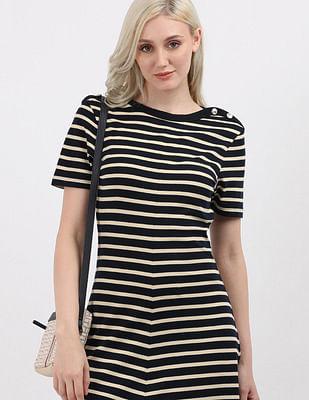 breton stripe fit and flare dress