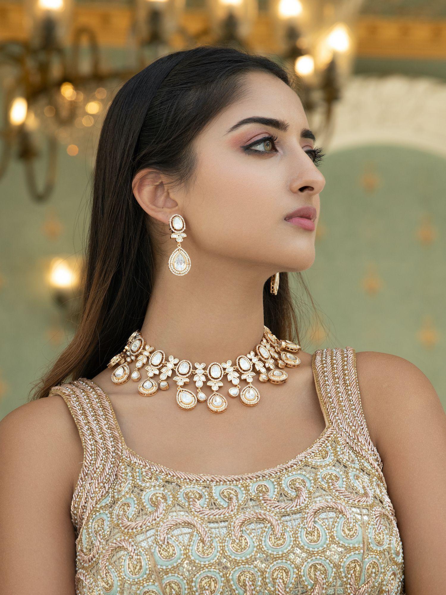 bridal drops of kundan necklace set