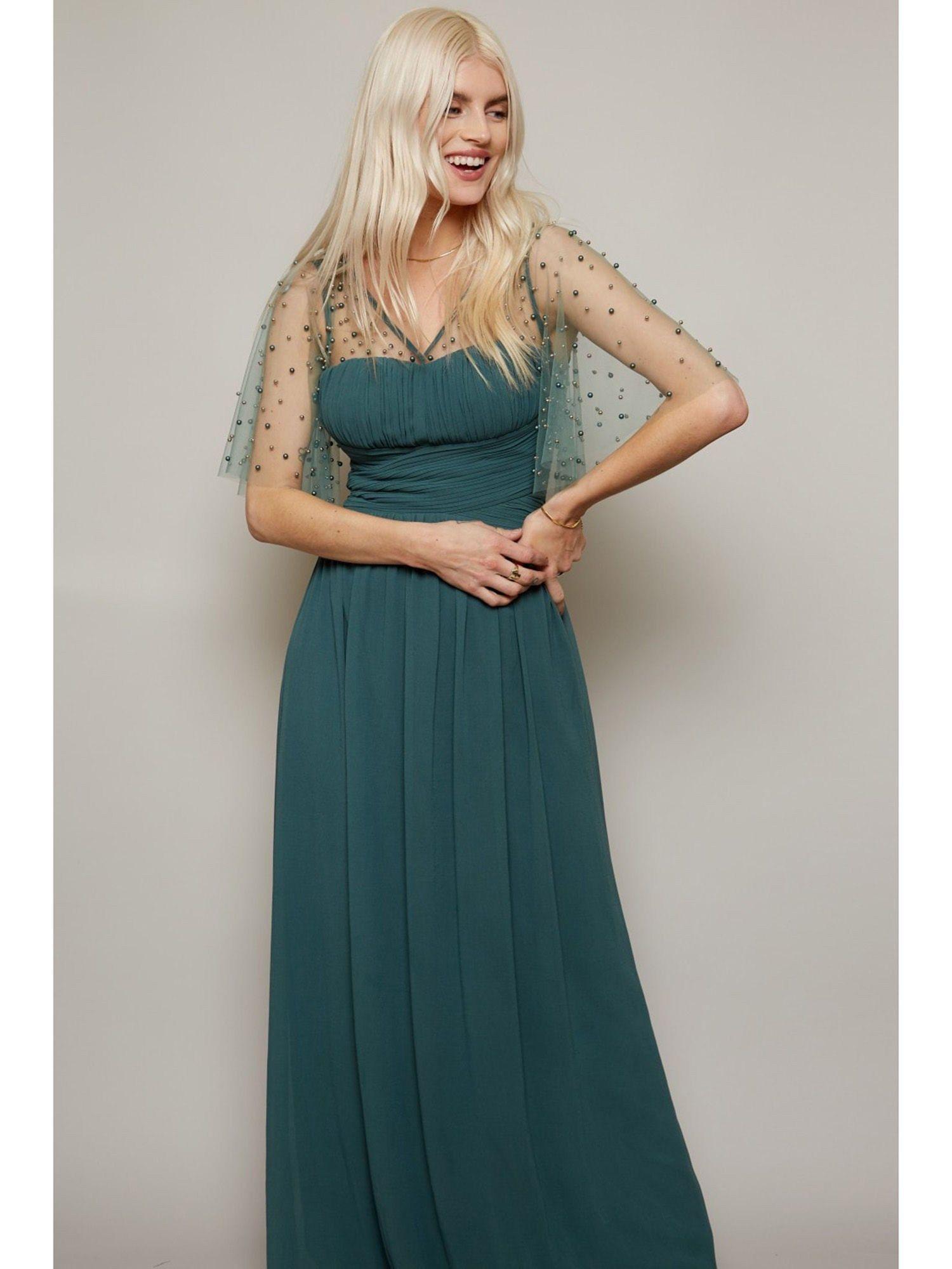 bridesmaid angel sleeve maxi dress