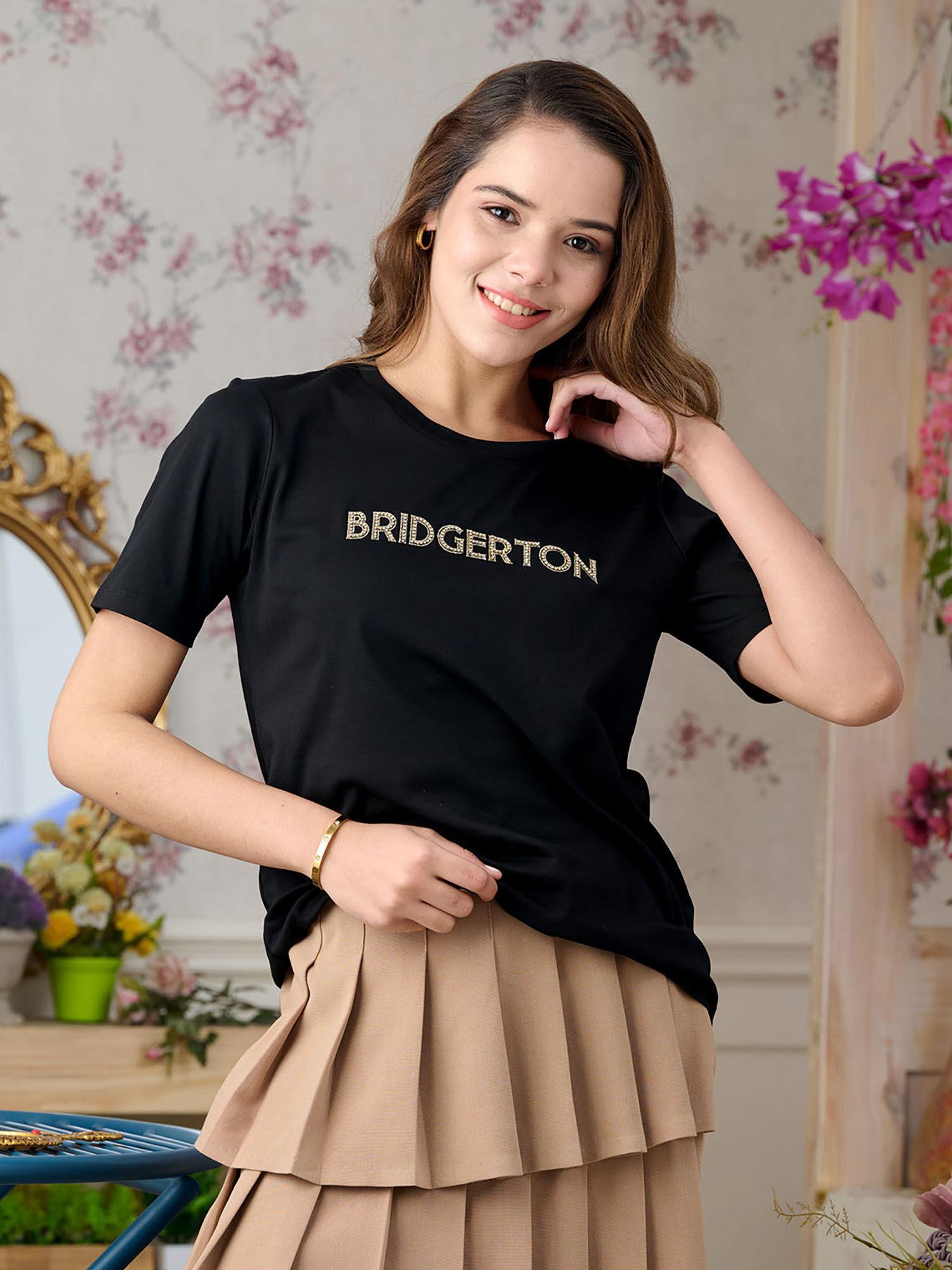 bridgerton crystal embellished black t-shirt