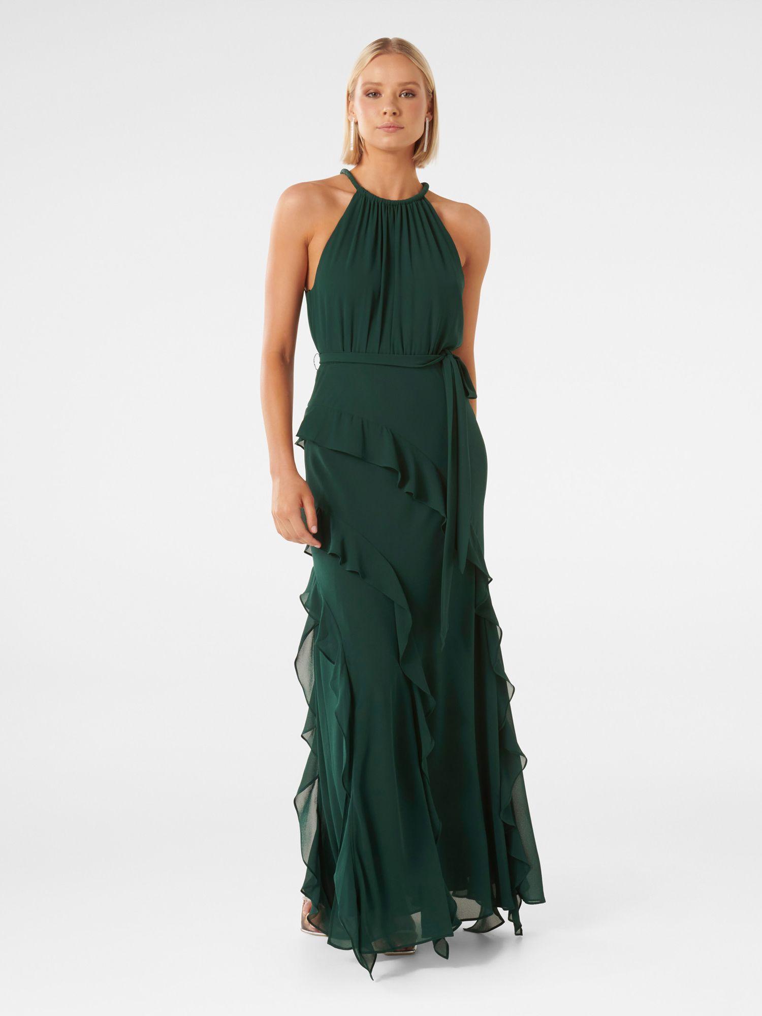 bridie halter neck ruffle maxi dress