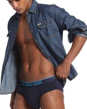 briefs with brand print waistband