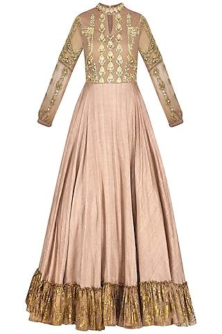 bright nude anarkali gown