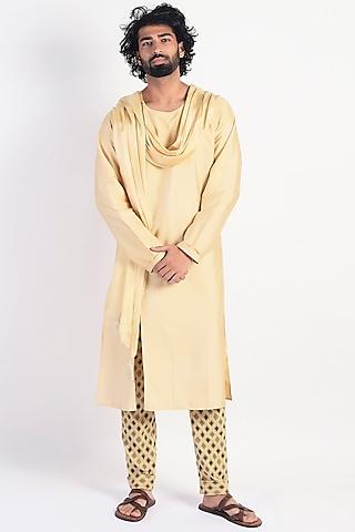 bright gold formal kurta with scarf