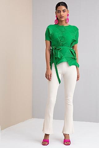 bright green 3d pleated top