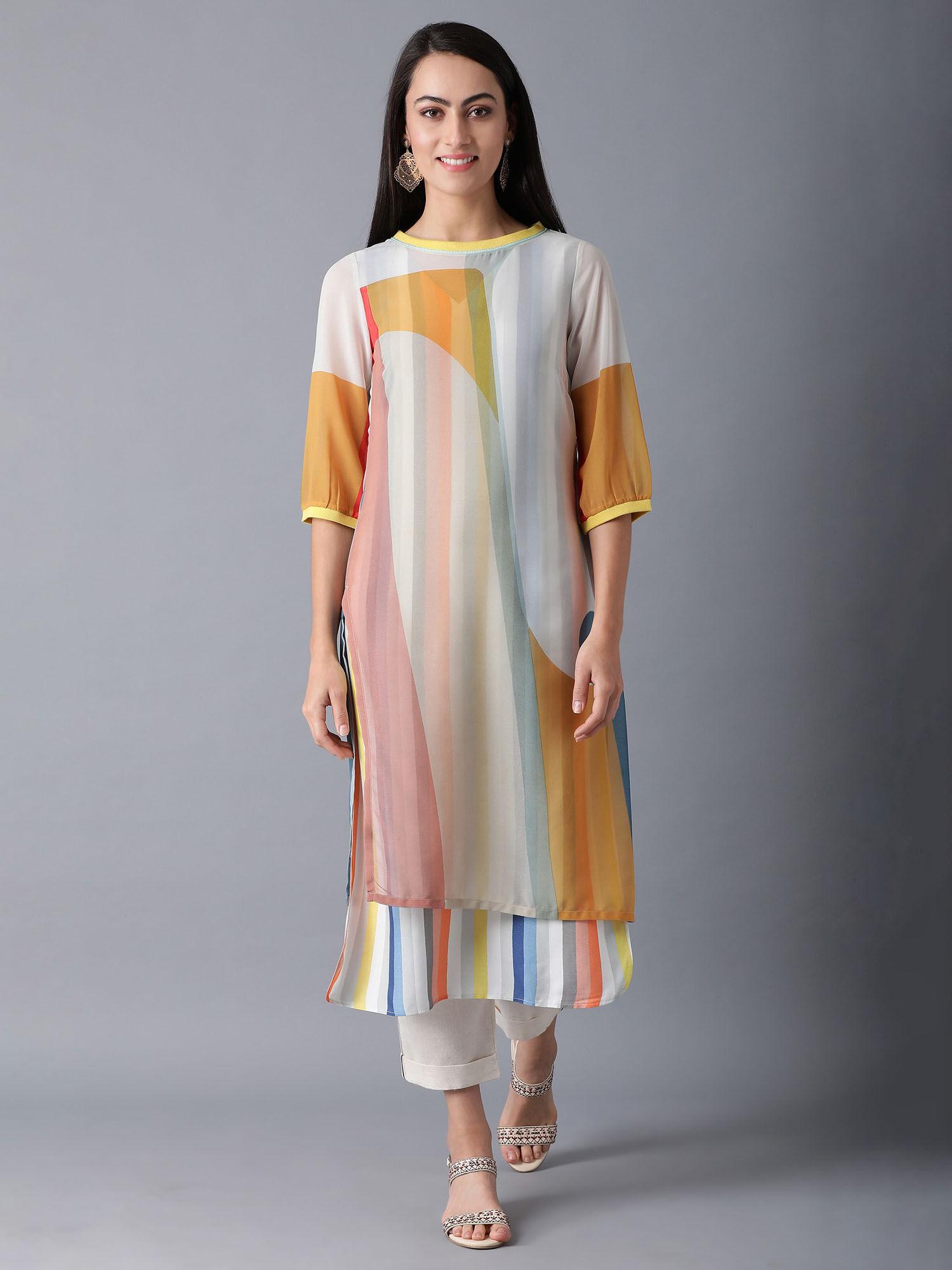 bright multicolor layered kurta