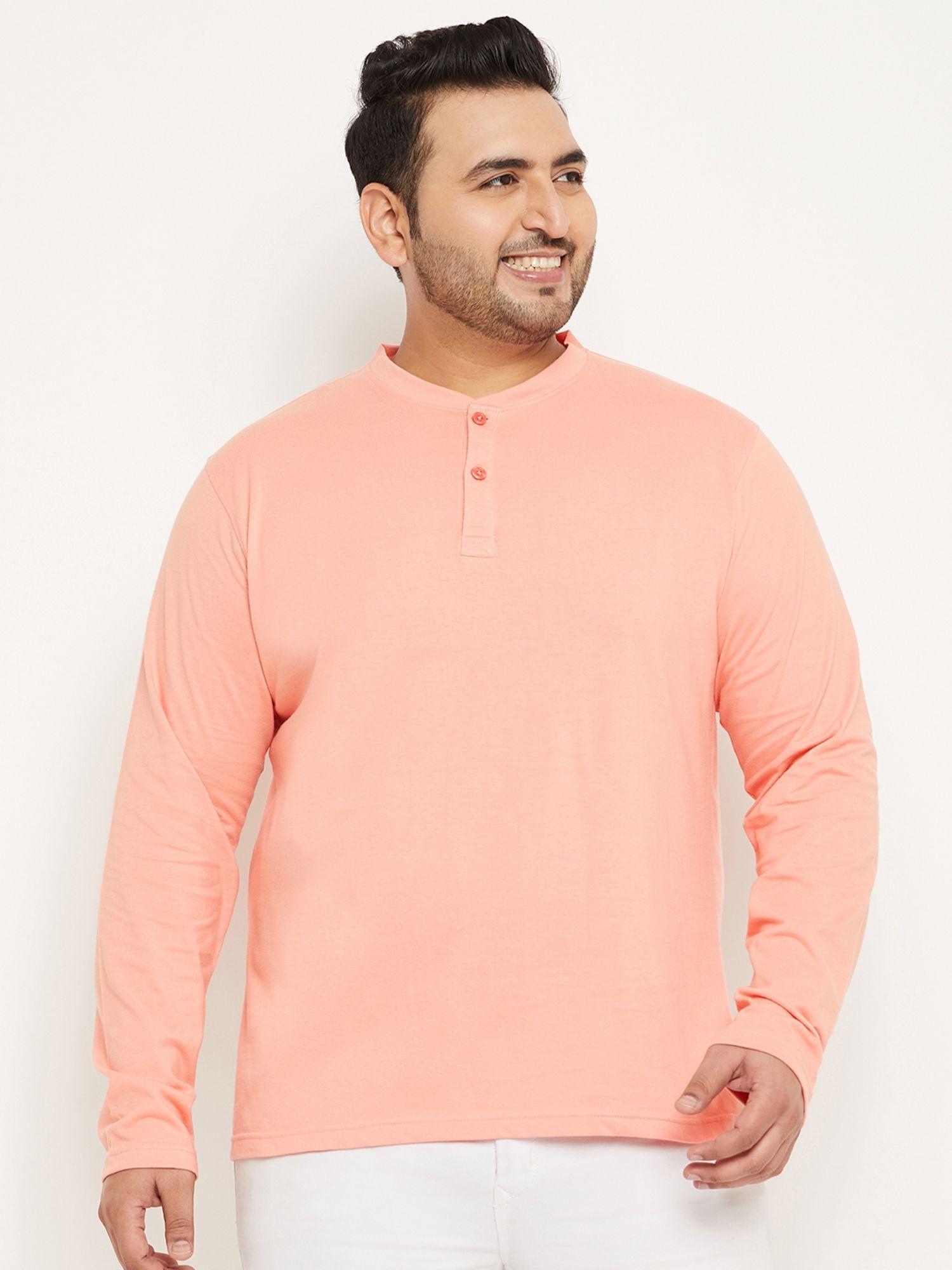 bright peach solid plus size t-shirt