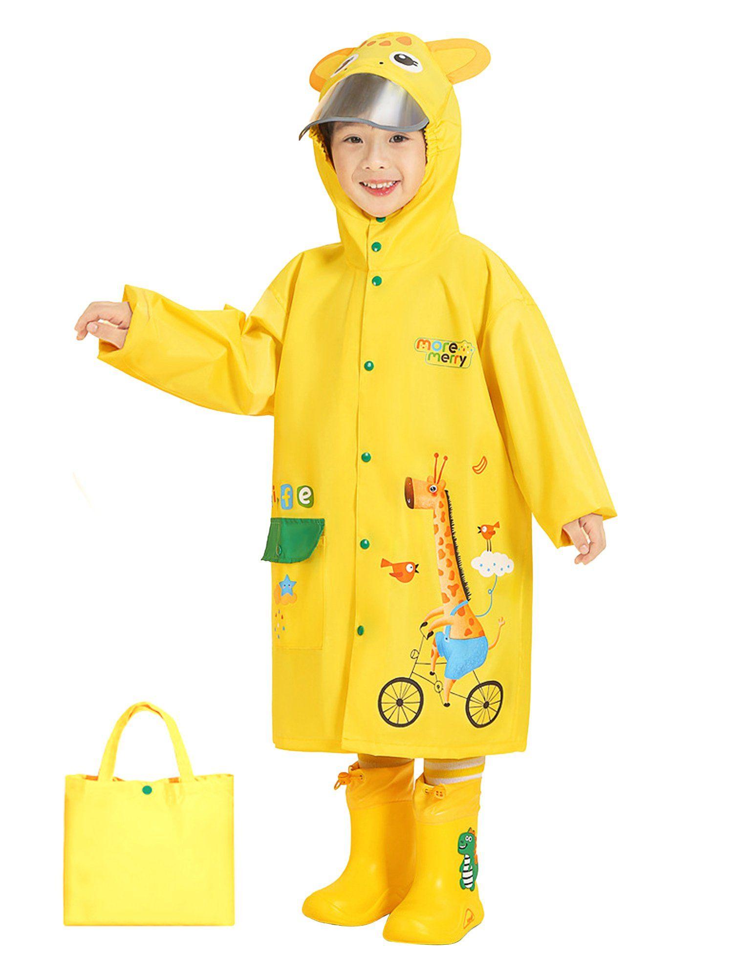 bright yellow giraffe print raincoat