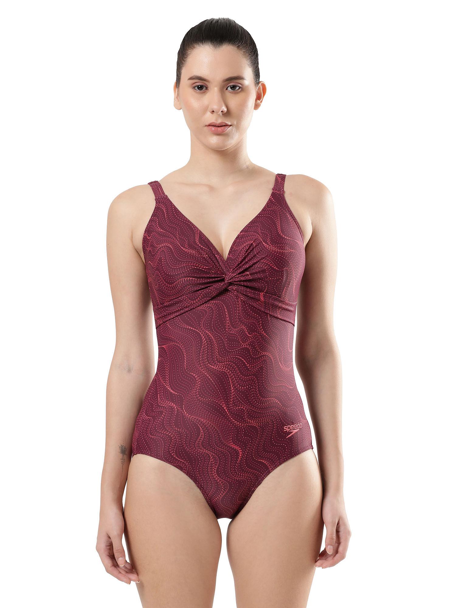 brigitte 1 pc aop - maroon