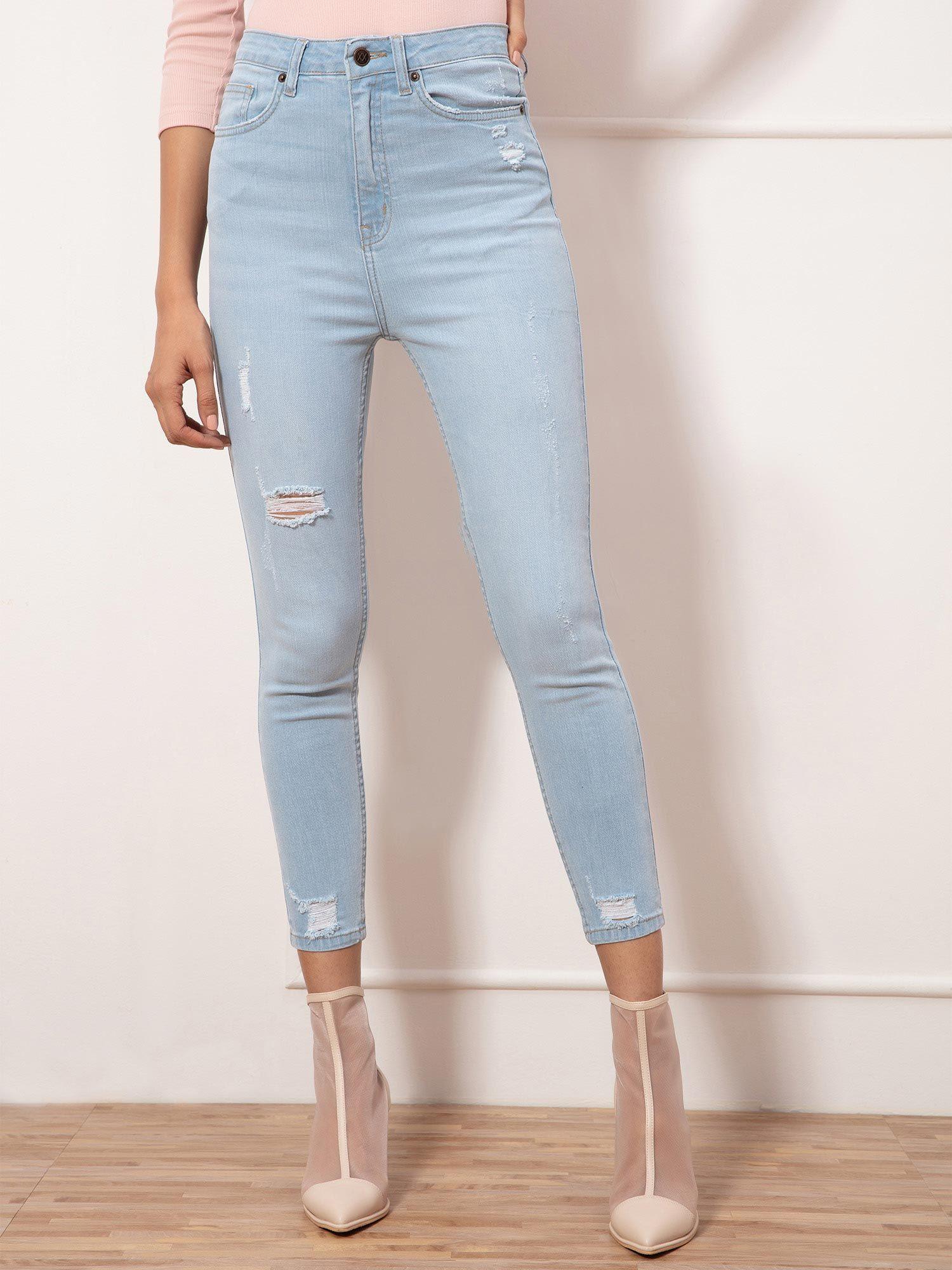 brigitte light blue solid skinny jeans