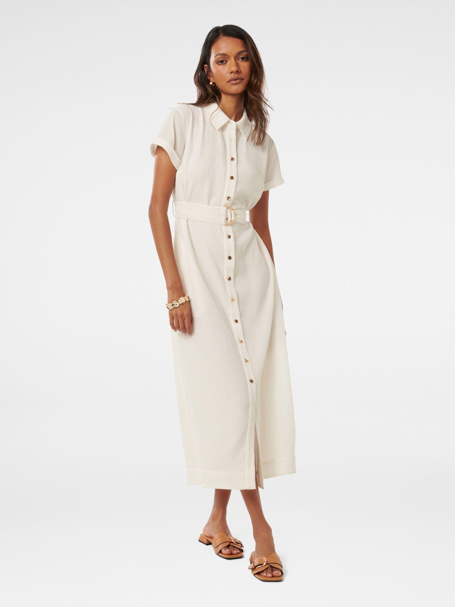 briley petite textured shirt midi dress with belt (set of 2)