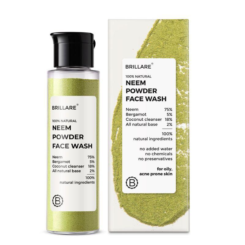 brillare neem powder face wash for clear, purified, acne prone skin