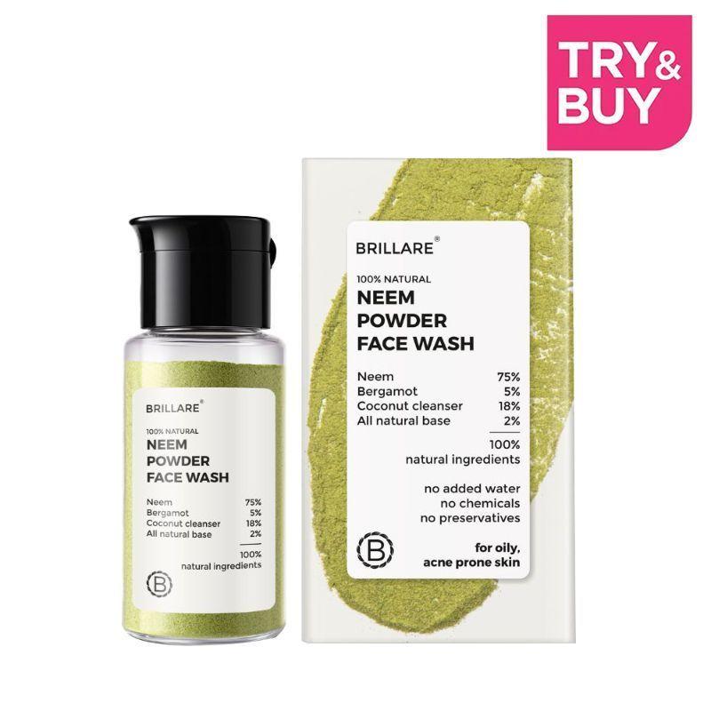 brillare neem powder face wash for oily & acne prone skin