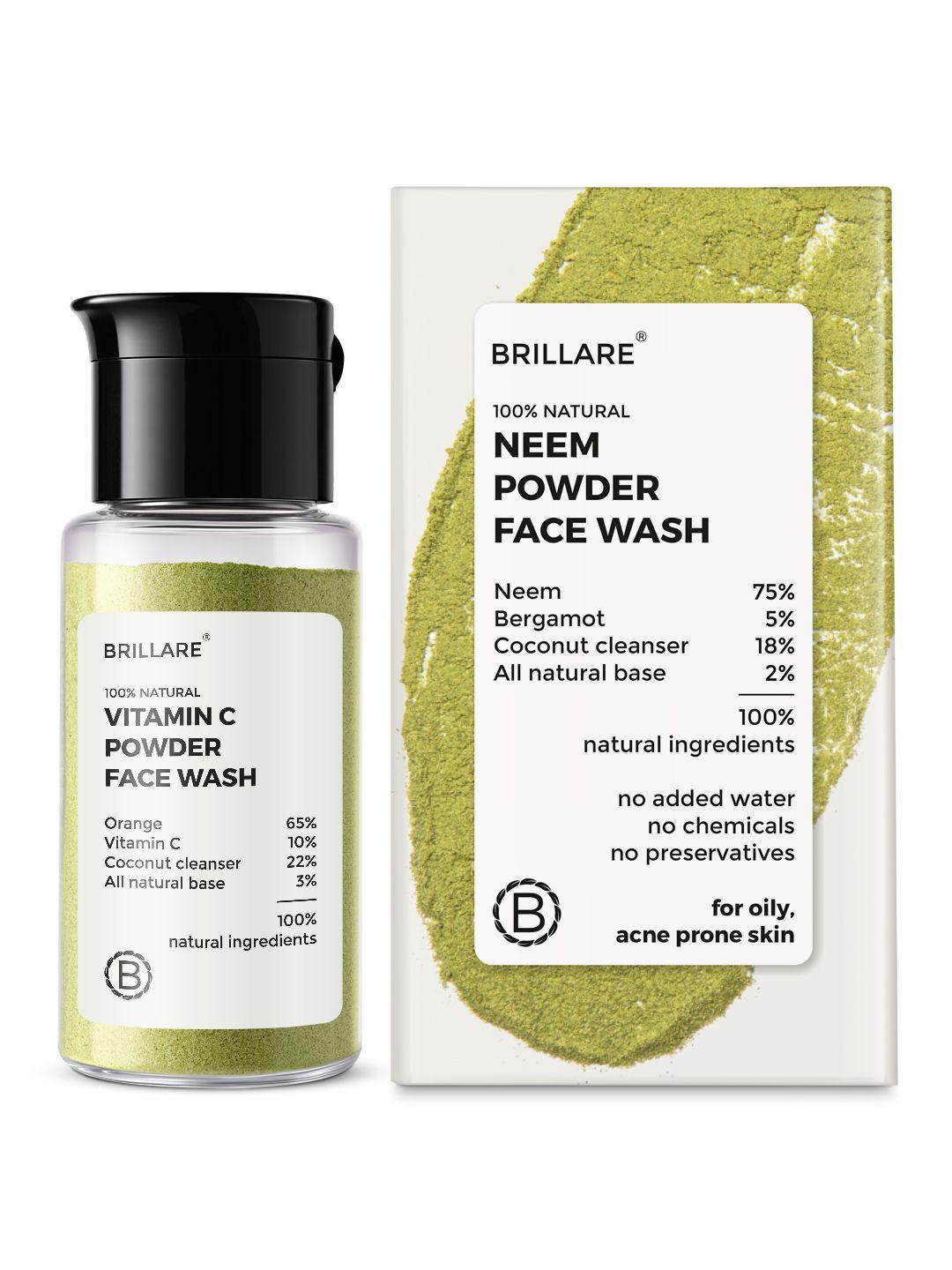 brillare neem powder sustainable face wash for acne prone skin - 15 g