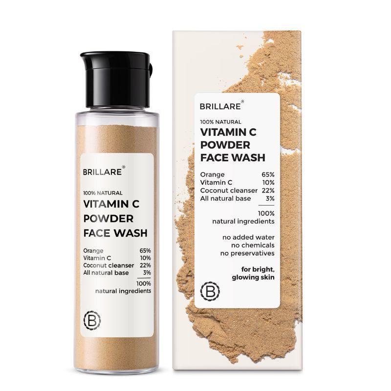 brillare vitamin c powder face wash for glowing, bright looking skin