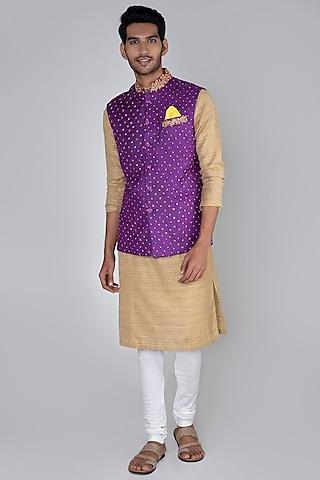 brinjal purple embroidered bandhani bundi jacket