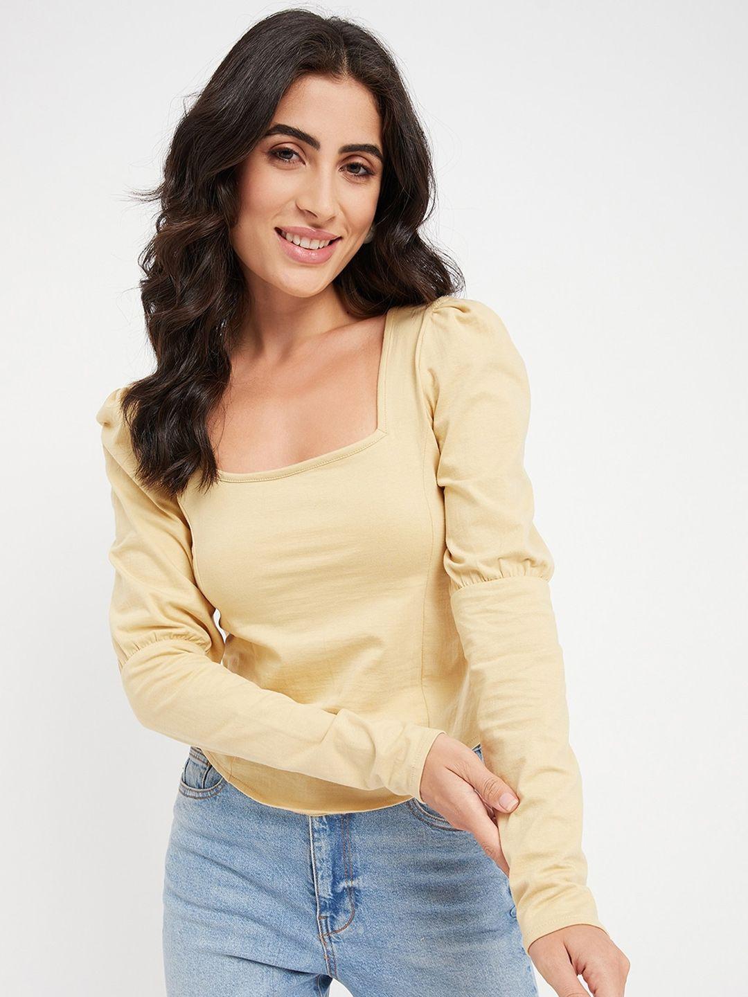 brinns puff sleeves square neck top