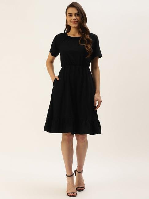 brinns black midi a line dress