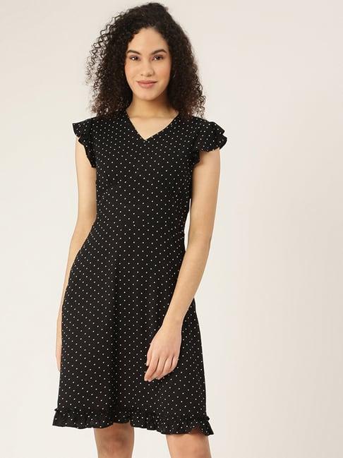 brinns black printed midi dress