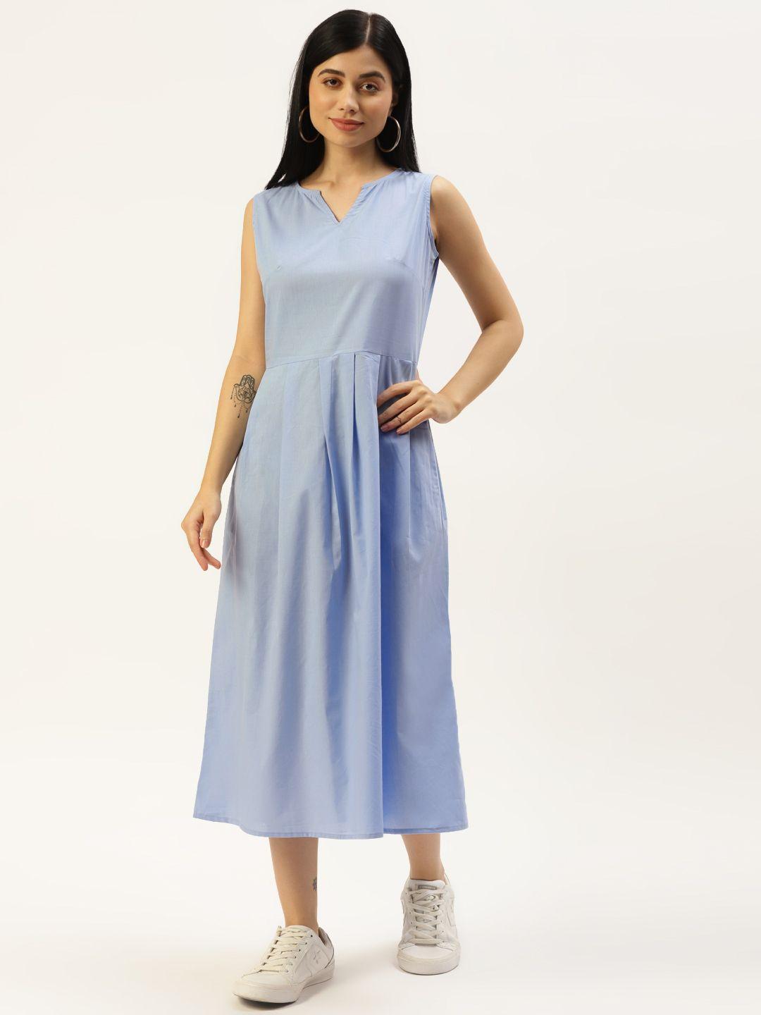 brinns blue a-line midi dress
