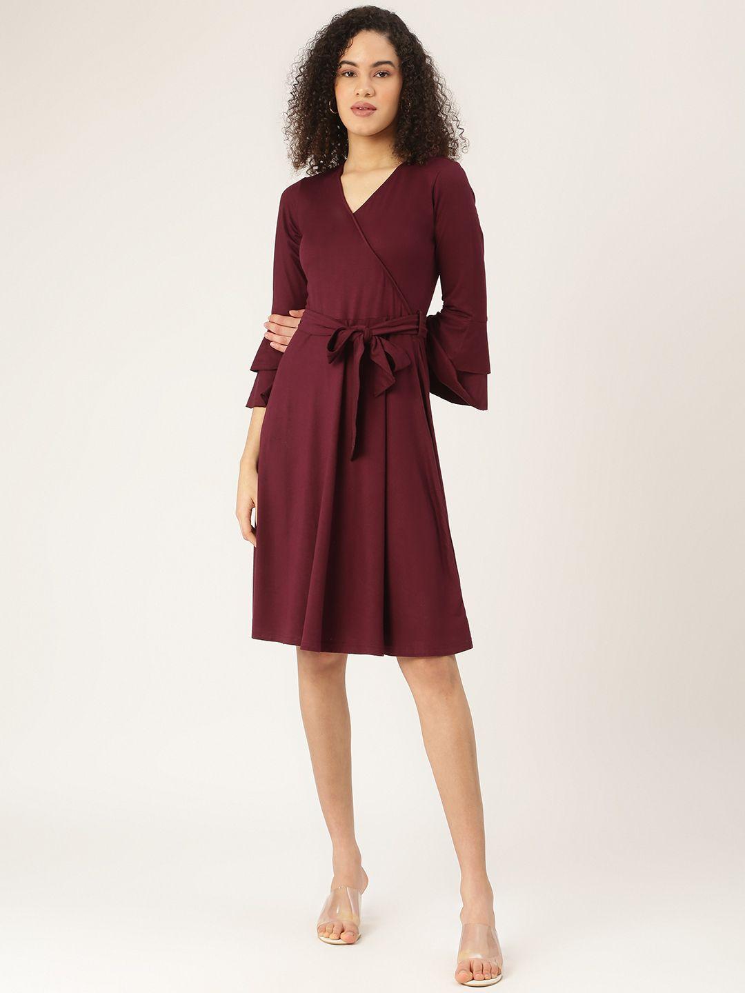 brinns burgundy solid dress