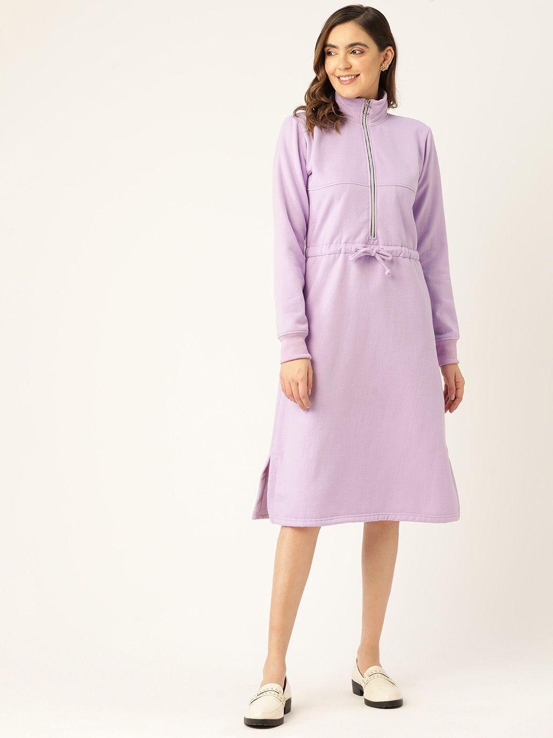 brinns fleece high neck a-line dress