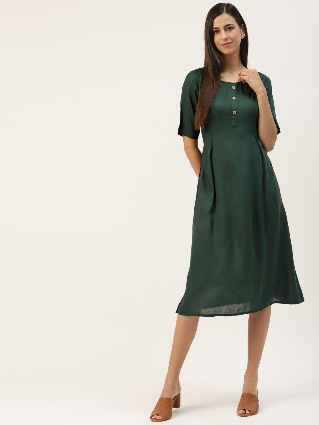 brinns green a-line midi dress