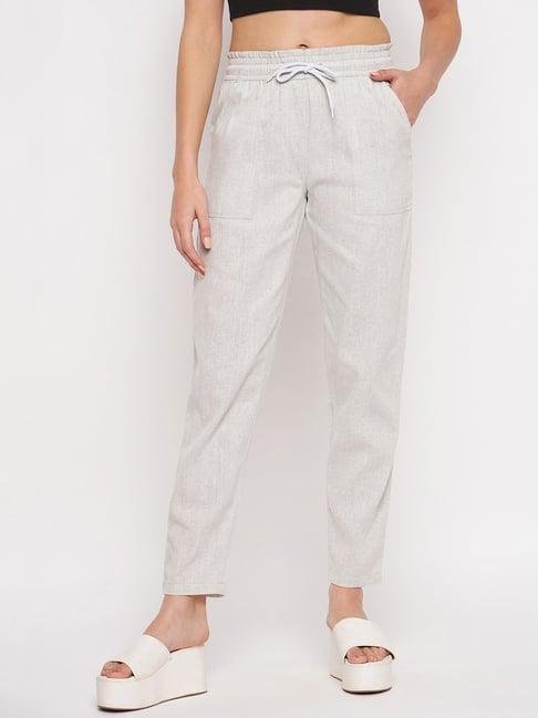 brinns light grey straight fit mid rise trousers