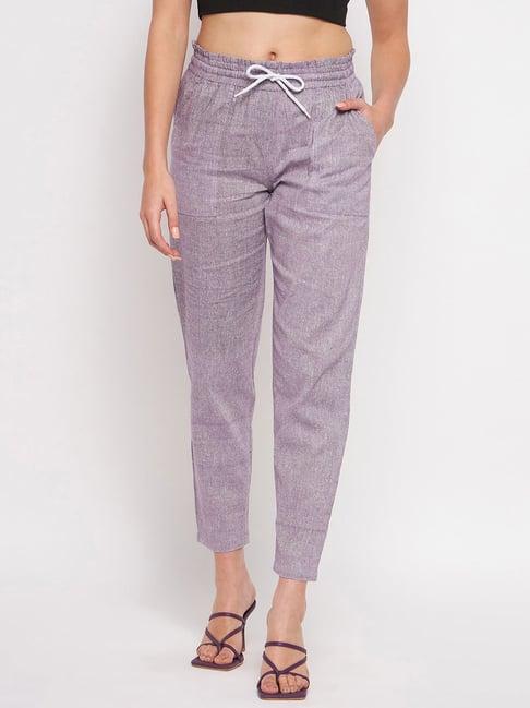 brinns light purple straight fit mid rise trousers