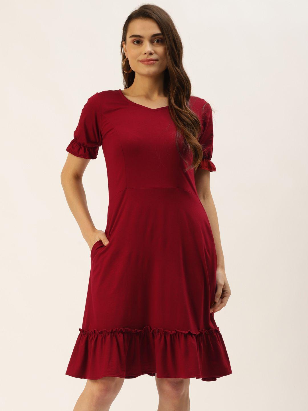 brinns maroon a-line dress