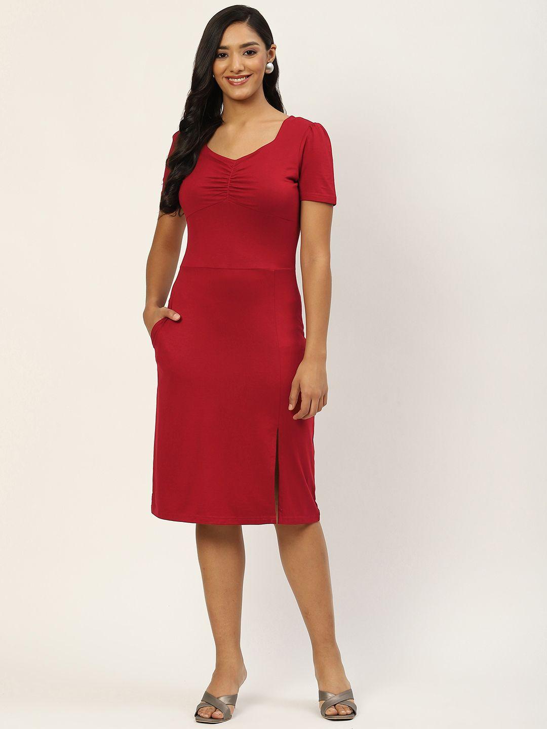 brinns maroon a-line dress