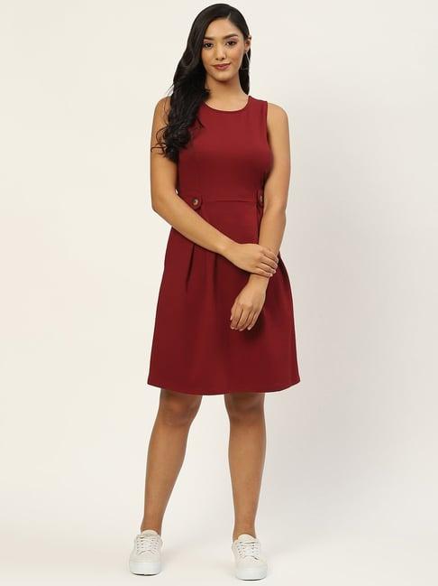 brinns maroon midi a line dress